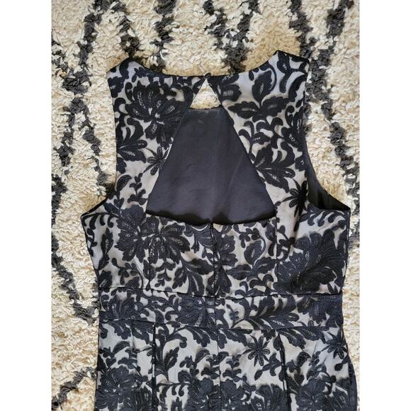 Eliza J Little Black Lace Overlay Cutout Pleated Sheath Cocktail Dress Size 14 - Picture 7 of 9